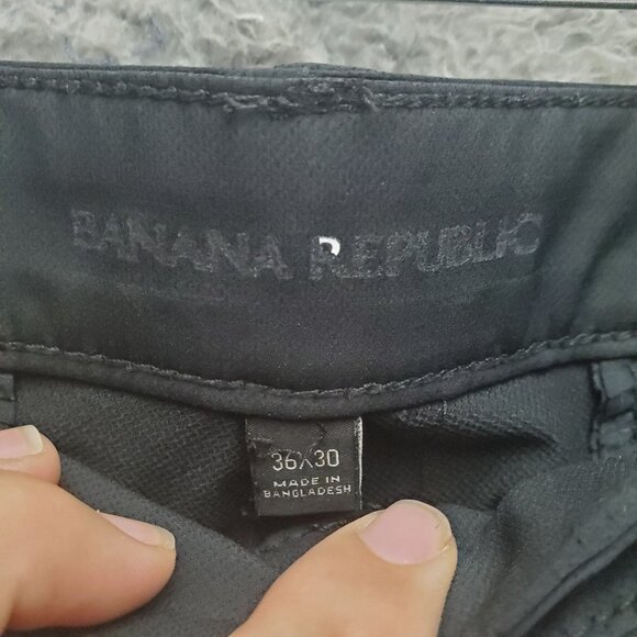 Banana Republic Pants Mens 36x30 Black Flat Front Trousers - Picture 2 of 10